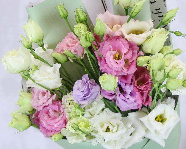 Букет з 9 лізіантусів мікс у стильній упаковці