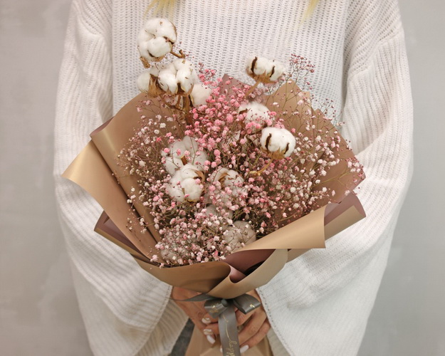 Букет із сухоцвітів Цукрова вата