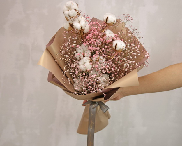 Букет із сухоцвітів Цукрова вата