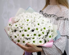 Букет із 15 хризантем в стильній упаковці