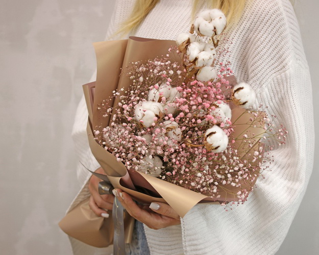 Букет із сухоцвітів Цукрова вата