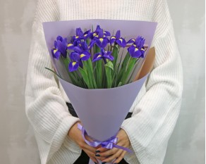 Букет з 9 ірисів у дизайнерській упаковці