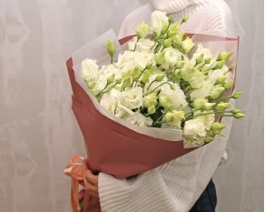 Букет з 11 білих еустом у стильній упаковці.