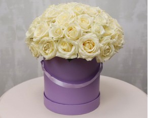 Букет у капелюшній коробці Білий Амур