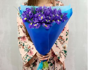 Букет із 35 ірисів у стильній упаковці.