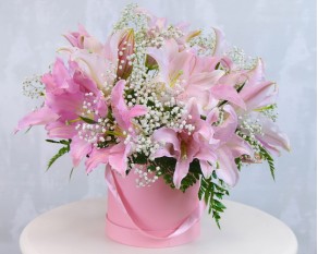 Букет у капелюшній коробці Ліловий