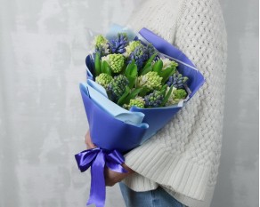 Букет з 15 гіацинтів у стильній упаковці