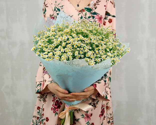 Букет із 49 матрикарій у дизайнерській упаковці.