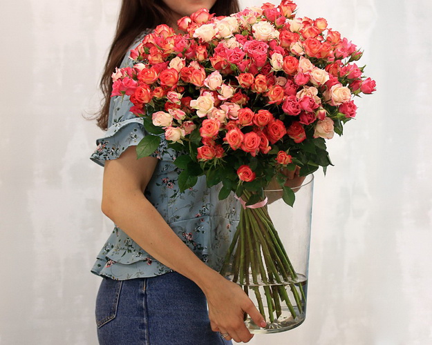 Троянда кущова персиковий мікс