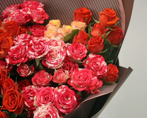 Букет з 11 кущових троянд у стильній упаковці