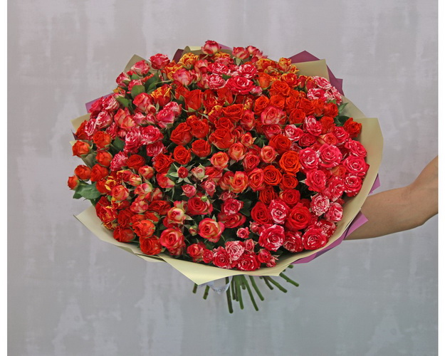 Букет із 35 кущових троянд у стильній упаковці