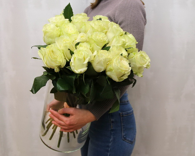 Троянда імпорт біло-зелена